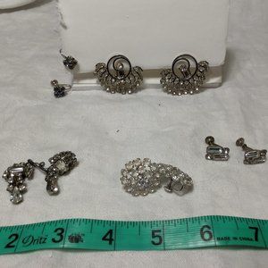 Group of Non-Pierced Rhinestone Earrings